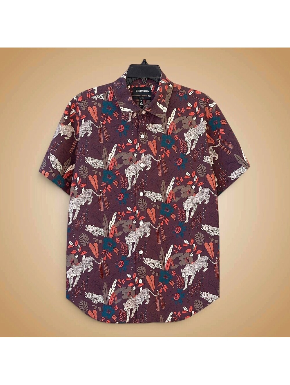 Bonobos Button Front Leopard Floral Shirt | M